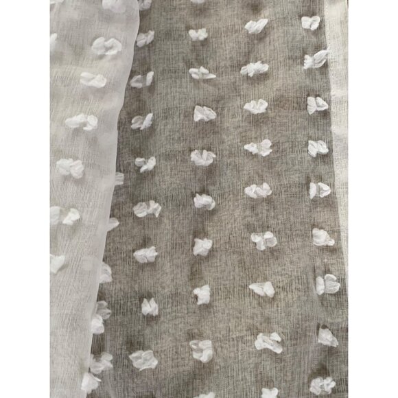 White Sheer Curtain Panels with Polka Dot Design set of 2 Panels 56Wx63L - Picture 6 of 7